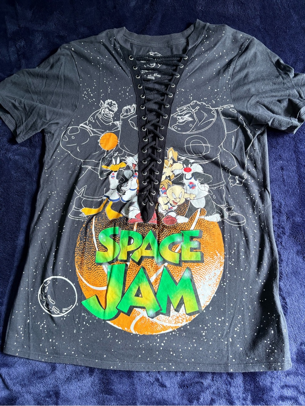 Space Jam Lace-Up Graphic Tee - Y2K